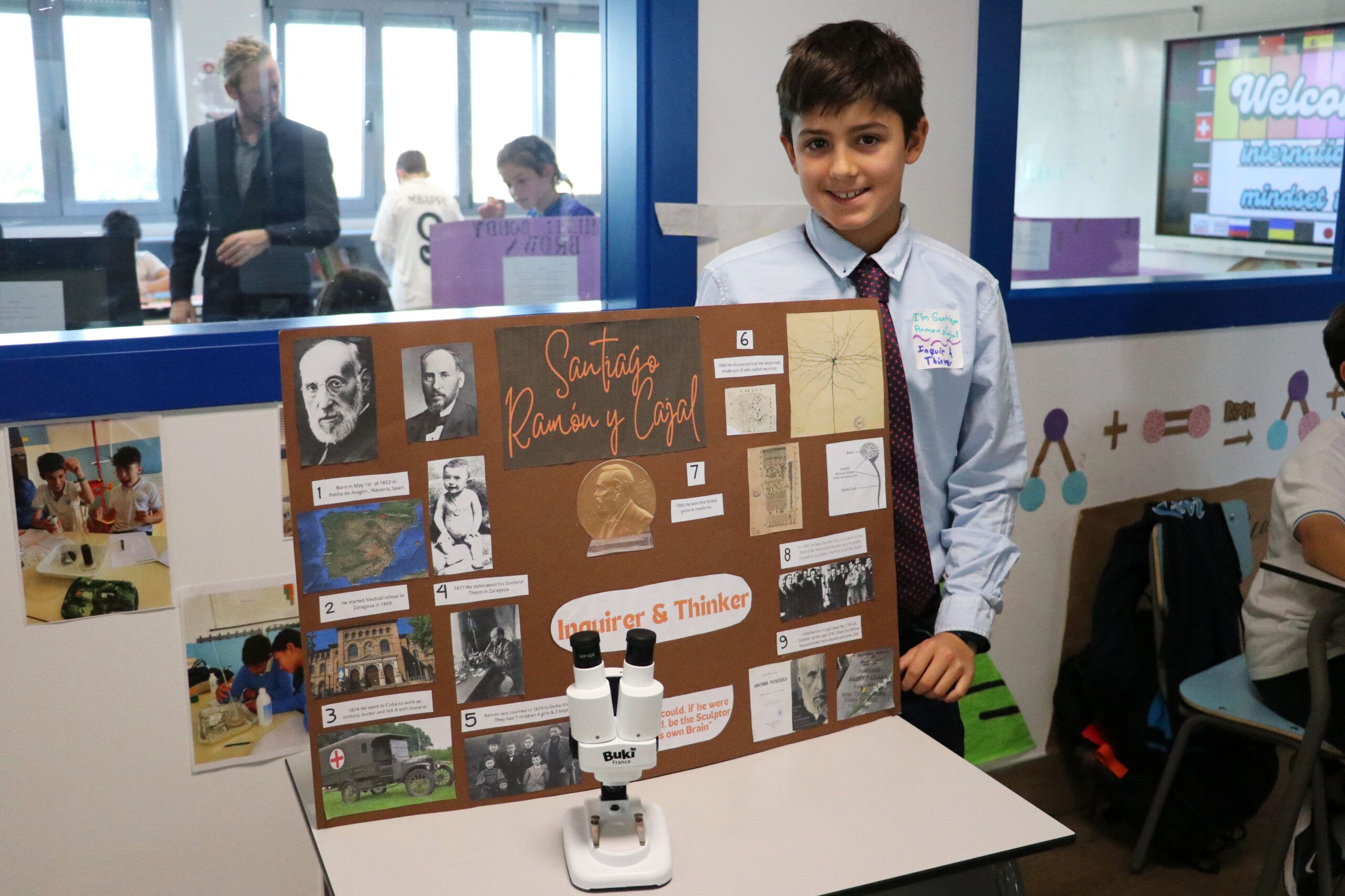 Student from Casvi International American School showing his project